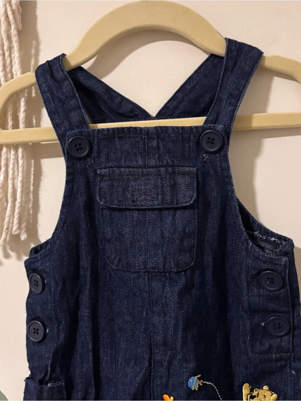 Infants 3-6 mo Disney Vintage POOH & FRIENDS Tiger Explore Cotton Denim Overalls